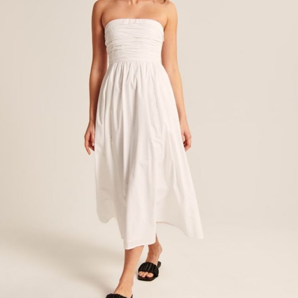 Abercrombie Poplin Strapless Midi Dress